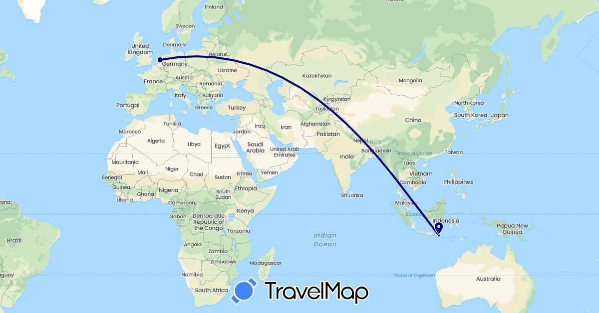 TravelMap itinerary: driving in Indonesia, Netherlands (Asia, Europe)